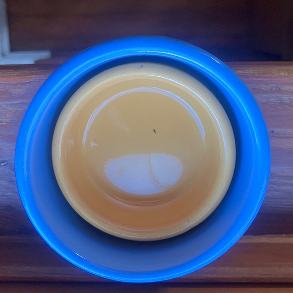 2 Heavy duty Stoneware Ceramic Pet Hamster Reptile Bowls, blue yellow - Picture 4 of 14